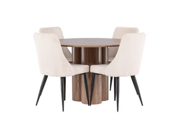 Olivia Spisegruppe 110 cm Rund med 4 Leone stoler - Mocca/Beige - Møbler - Bord - Spisegruppe
