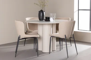 Olivia Spisegruppe 110 cm Rund med 4 Modesto stoler - Beige/Beige - Møbler - Bord - Spisegruppe