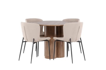 Olivia Spisegruppe 110 cm Rund med 4 Modesto stoler - Mocca/Beige - Møbler - Bord - Spisegruppe