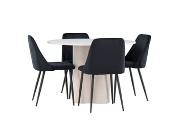Olivia Spisegruppe 110 cm Rund med 4 Night stoler - Beige/Svart - Møbler - Bord - Spisegruppe
