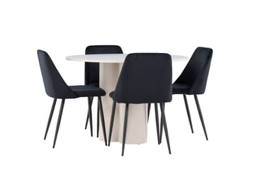 Olivia Spisegruppe 110 cm Rund med 4 Night stoler - Beige/Svart - Møbler - Bord - Spisegruppe