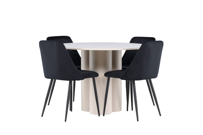 Olivia Spisegruppe 110 cm Rund med 4 Night stoler - Beige/Svart - Møbler - Bord - Spisegruppe