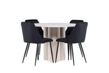 Olivia Spisegruppe 110 cm Rund med 4 Night stoler - Beige/Svart - Møbler - Bord - Spisegruppe