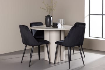 Olivia Spisegruppe 110 cm Rund med 4 Night stoler - Beige/Svart - Møbler - Bord - Spisegruppe