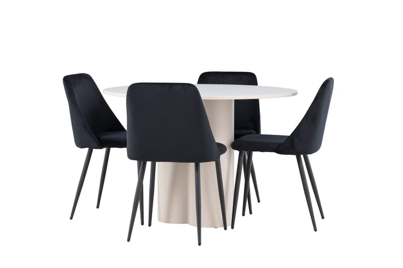 Olivia Spisegruppe 110 cm Rund med 4 Night stoler - Beige/Svart - Møbler - Bord - Spisegruppe