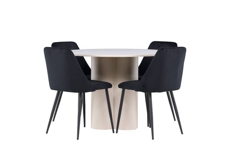 Olivia Spisegruppe 110 cm Rund med 4 Night stoler - Beige/Svart - Møbler - Bord - Spisegruppe
