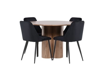 Olivia Spisegruppe 110 cm Rund med 4 Night stoler - Mocca/Sort - Møbler - Bord - Spisegruppe