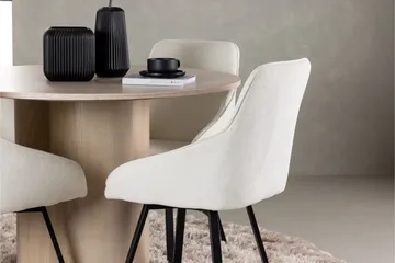 Olivia Spisegruppe 110 cm Rund med 4 Rosie Stoler - Beige - Møbler - Bord - Spisegruppe