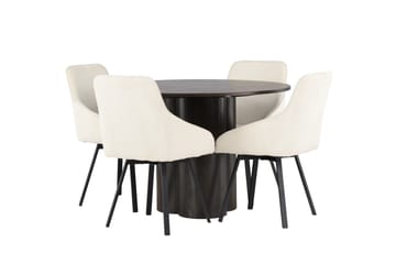 Olivia Spisegruppe 110 cm Rund med 4 Rosie Stoler - Beige - Møbler - Bord - Spisegruppe