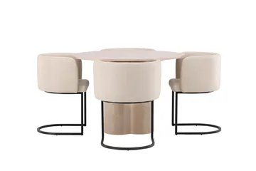 Olivia Spisegruppe 110 cm Rund med 4 Simrishamn Stoler - Whitewash - Møbler - Bord - Spisegruppe