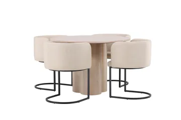 Olivia Spisegruppe 110 cm Rund med 4 Simrishamn Stoler - Whitewash - Møbler - Bord - Spisegruppe