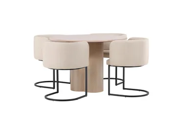 Olivia Spisegruppe 110 cm Rund med 4 Simrishamn Stoler - Whitewash - Møbler - Bord - Spisegruppe