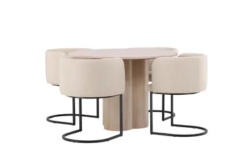 Olivia Spisegruppe 110 cm Rund med 4 Simrishamn Stoler - Whitewash - Møbler - Bord - Spisegruppe