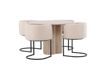 Olivia Spisegruppe 110 cm Rund med 4 Simrishamn Stoler - Whitewash - Møbler - Bord - Spisegruppe