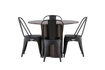 Olivia Spisegruppe 110 cm Rund med 4 Tempe Stoler - Svart - Møbler - Bord - Spisegruppe