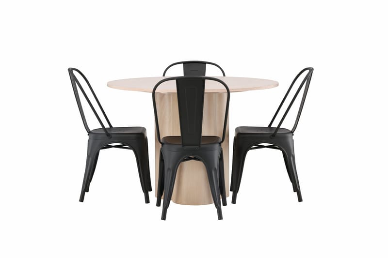 Olivia Spisegruppe 110 cm Rund med 4 Tempe Stoler, Svart