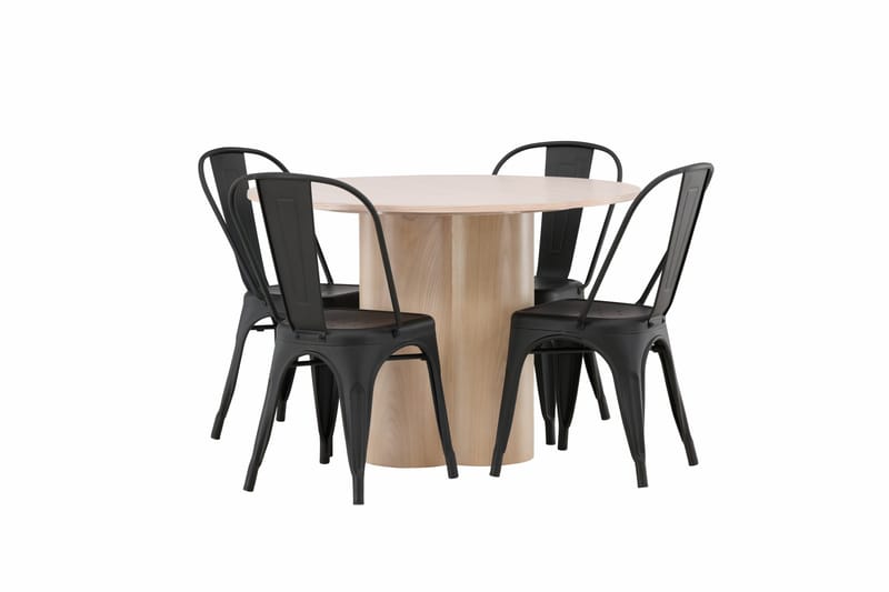 Olivia Spisegruppe 110 cm Rund med 4 Tempe Stoler - Svart - Møbler - Bord - Spisegruppe