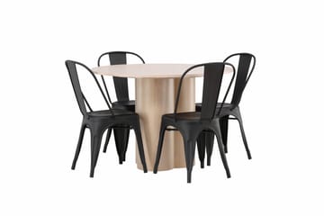 Olivia Spisegruppe 110 cm Rund med 4 Tempe Stoler - Svart - Møbler - Bord - Spisegruppe