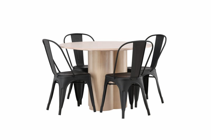 Olivia Spisegruppe 110 cm Rund med 4 Tempe Stoler - Svart - Møbler - Bord - Spisegruppe