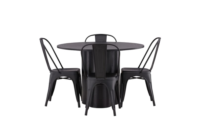 Olivia Spisegruppe 110 cm Rund med 4 Tempe Stoler, Svart