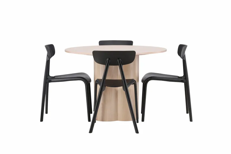 Olivia Spisegruppe 110 cm Rund med 4 Ursholmen Stoler - Whitewash - Møbler - Bord - Spisegruppe