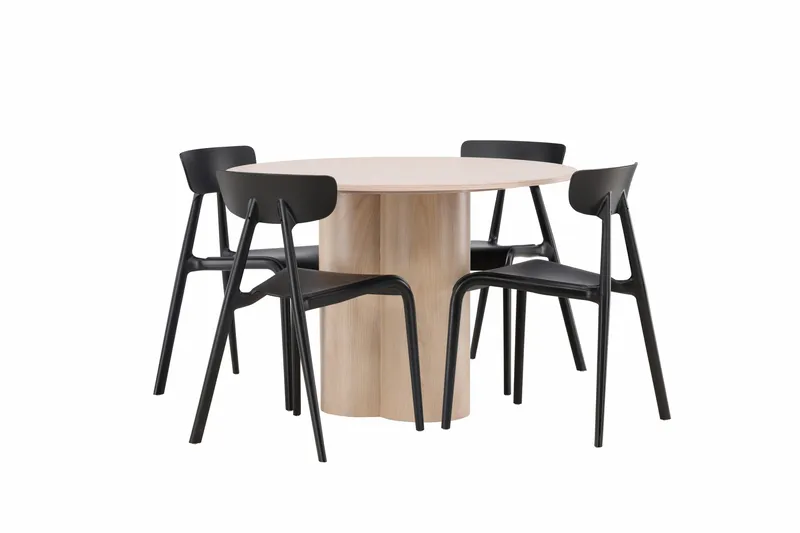 Olivia Spisegruppe 110 cm Rund med 4 Ursholmen Stoler - Whitewash - Møbler - Bord - Spisegruppe