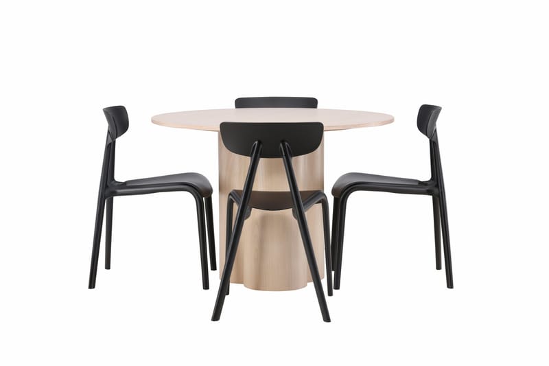 Olivia Spisegruppe 110 cm Rund med 4 Ursholmen Stoler, Whitewash