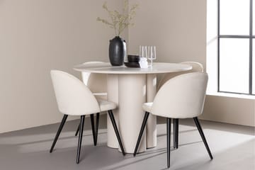 Olivia Spisegruppe 110 cm Rund med 4 Velvet stoler - Beige/Beige - Møbler - Bord - Spisegruppe