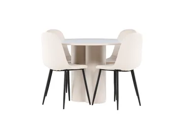 Olivia Spisegruppe 110 cm Rund med 4 Polar stoler - Beige/Beige - Møbler - Bord - Spisegruppe