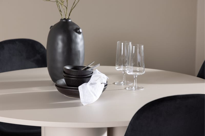 Olivia Spisegruppe 110 cm Rund med 4 Polar stoler - Beige/Svart - Møbler - Bord - Spisegruppe