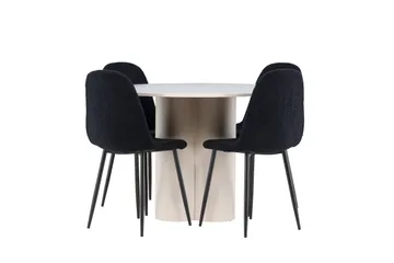 Olivia Spisegruppe 110 cm Rund med 4 Polar stoler - Beige/Svart - Møbler - Bord - Spisegruppe