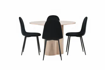 Olivia Spisegruppe 110 cm Rund med 4 Polar Stoler - Whitewash - Møbler - Bord - Spisegruppe