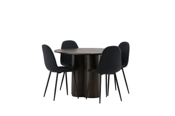 Olivia Spisegruppe 110 cm Rund med 4 Polar Stoler - Sort - Møbler - Bord - Spisegruppe