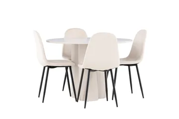 Olivia Spisegruppe 110 cm Rund med 4 Polar stoler - Beige/Beige - Møbler - Bord - Spisegruppe