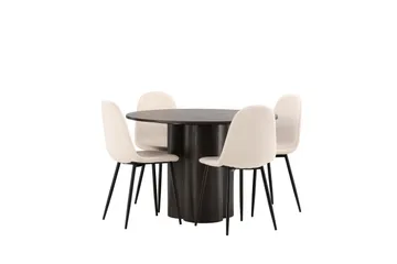 Olivia Spisegruppe 110 cm Rund med 4 Polar Stoler - Beige - Møbler - Bord - Spisegruppe