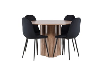 Olivia Spisegruppe 110 cm Rund med 4 Polar stoler - Mocca/Sort - Møbler - Bord - Spisegruppe