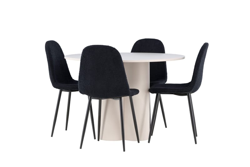 Olivia Spisegruppe 110 cm Rund med 4 Polar stoler, Beige/Svart
