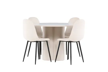 Olivia Spisegruppe 110 cm Rund med 4 Polar stoler - Beige/Beige - Møbler - Bord - Spisegruppe