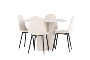 Olivia Spisegruppe 110 cm Rund med 4 Polar stoler - Beige/Beige - Møbler - Bord - Spisegruppe