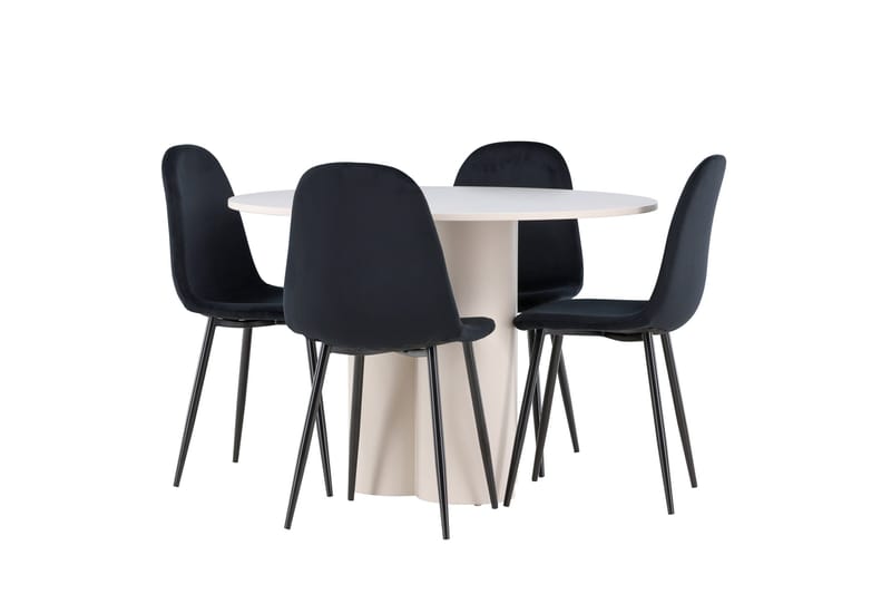Olivia Spisegruppe 110 cm Rund med 4 Polar stoler - Beige/Svart - Møbler - Bord - Spisegruppe