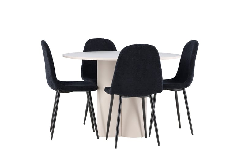 Olivia Spisegruppe 110 cm Rund med 4 Polar stoler - Beige/Svart - Møbler - Bord - Spisegruppe