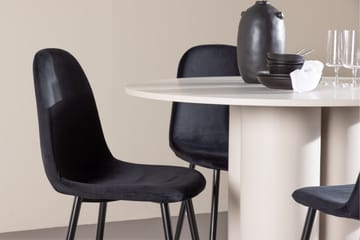 Olivia Spisegruppe 110 cm Rund med 4 Polar stoler - Beige/Svart - Møbler - Bord - Spisegruppe