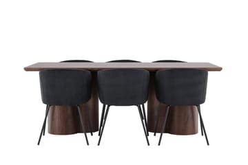 Olivia Spisegruppe 210 cm Rektangulær med 6 Berit stoler - Mocca/Sort - Møbler - Bord - Spisegruppe
