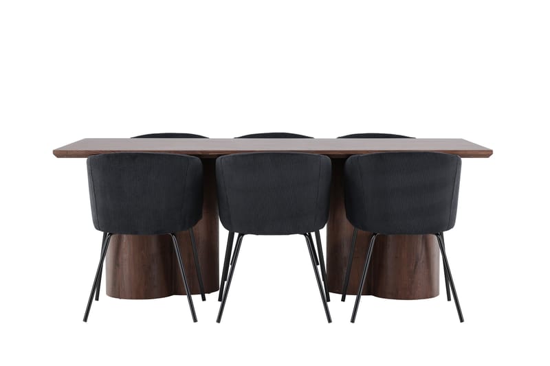 Olivia Spisegruppe 210 cm Rektangulær med 6 Berit stoler - Mocca/Sort - Møbler - Bord - Spisegruppe