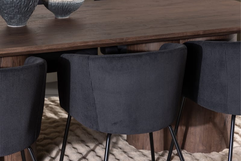 Olivia Spisegruppe 210 cm Rektangulær med 6 Berit stoler - Mocca/Sort - Møbler - Bord - Spisegruppe
