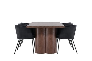 Olivia Spisegruppe 210 cm Rektangulær med 6 Berit stoler - Mocca/Sort - Møbler - Bord - Spisegruppe