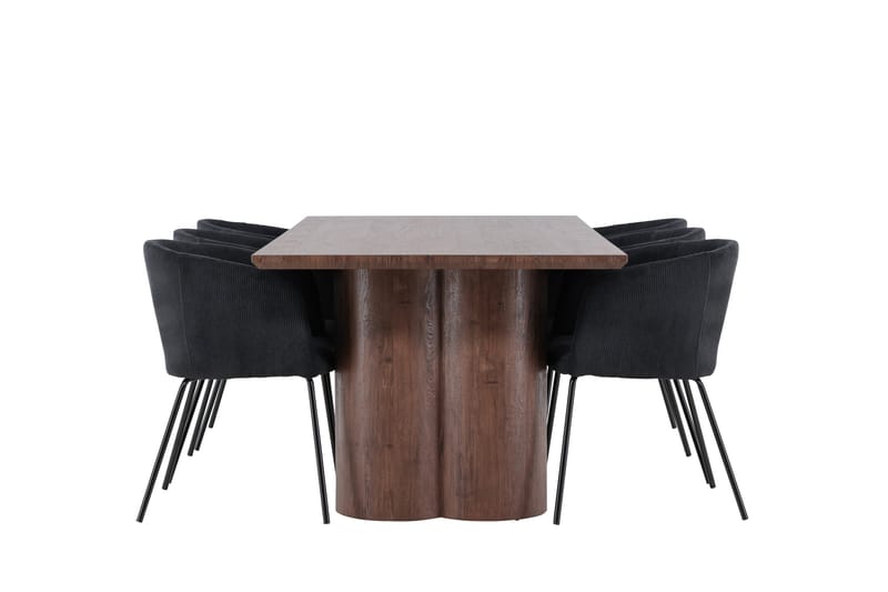 Olivia Spisegruppe 210 cm Rektangulær med 6 Berit stoler - Mocca/Sort - Møbler - Bord - Spisegruppe