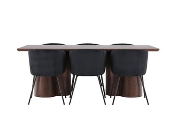 Olivia Spisegruppe 210 cm Rektangulær med 6 Berit stoler - Mocca/Sort - Møbler - Bord - Spisegruppe