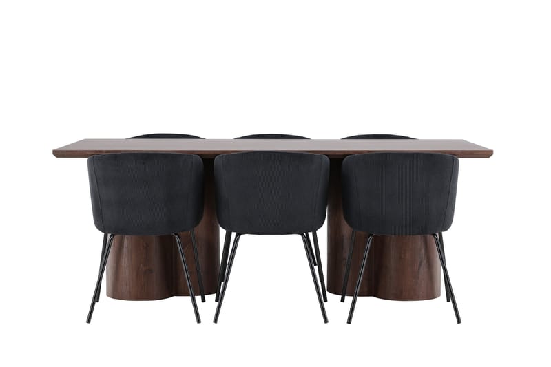 Olivia Spisegruppe 210 cm Rektangulær med 6 Berit stoler - Mocca/Sort - Møbler - Bord - Spisegruppe
