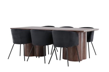 Olivia Spisegruppe 210 cm Rektangulær med 6 Berit stoler - Mocca/Sort - Møbler - Bord - Spisegruppe